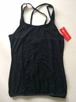 Pure Barre XS Black Cassi Criss Cross Strapped Tank w/Circle P Print - Brand New