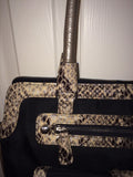 Brighton Textured Fabric Trimmed In Faux Python In Neutral Colors Handbag Purse