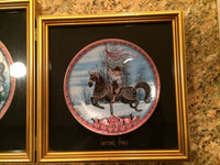 P. Buckley Moss "The Carrousel Triptych" Limited Edition Plate Set -Glass Framed