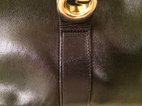 St John Classic Black Soft Leather w/Signature Gold Hardware Shoulder Bag Purse