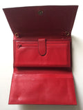 St. John Red Leather "Clutch" Style Wallet Made In Italy - Beautiful Condition