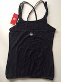 Pure Barre XS Black Cassi Criss Cross Strapped Tank w/Circle P Print - Brand New