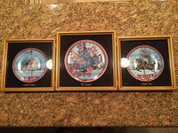 P. Buckley Moss "The Carrousel Triptych" Limited Edition Plate Set -Glass Framed