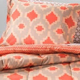 Room Essentials TWIN/XL Coral/Taupe/Gray Dorm 7 Piece Bedding Set & Towels - NEW