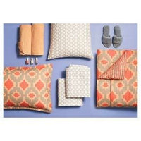 Room Essentials TWIN/XL Coral/Taupe/Gray Dorm 7 Piece Bedding Set & Towels - NEW