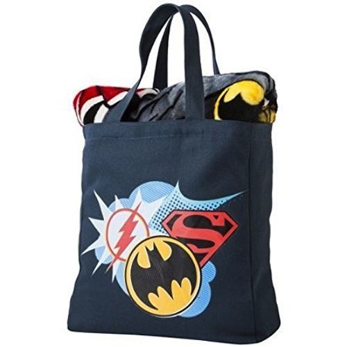 Justice League Silk Throw Blanket & Canvas Tote Set - Brand New With Tags - Rare