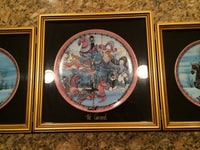 P. Buckley Moss "The Carrousel Triptych" Limited Edition Plate Set -Glass Framed