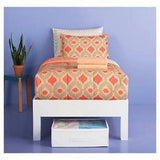 Room Essentials TWIN/XL Coral/Taupe/Gray Dorm 7 Piece Bedding Set & Towels - NEW