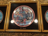 P. Buckley Moss "The Carrousel Triptych" Limited Edition Plate Set -Glass Framed