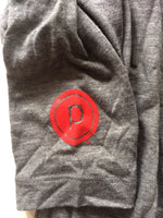 Pure Barre XS Grey 3/4 Long Sleeve V-Neck With Red Circle P/Logo Print Brand New