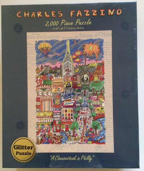 Charles Fazzino "A Cheesesteak In Philly" 2000 Piece Glitter Puzzle Brand New